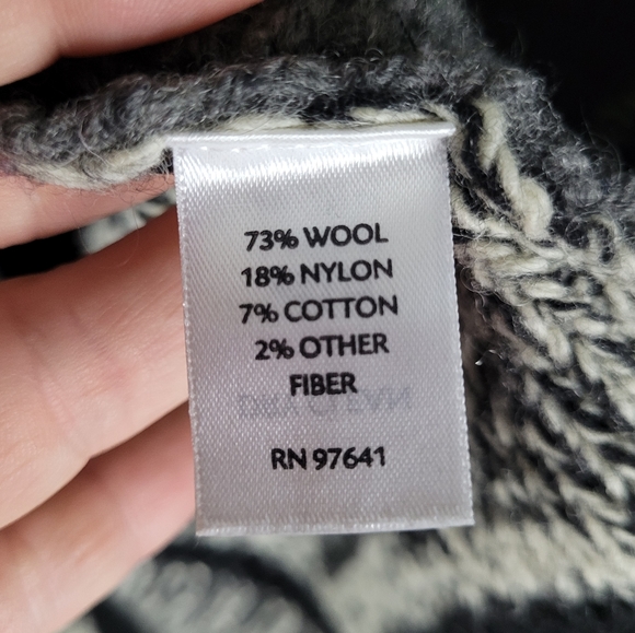 J. JILL | wool blend chunky patchwork knit long sleeve open cardigan - Picture 5 of 6